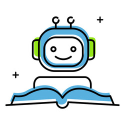ai-powered robot learning from book icon design vector image