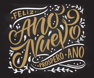 Hand sketched happy new year in spanish card vector