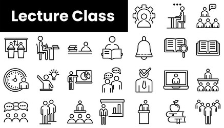 set of outline lecture class icons vector