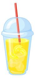 Lemonade in plastic cup with red straw cartoon vector