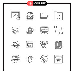 set 16 line style icons for web and mobile vector image