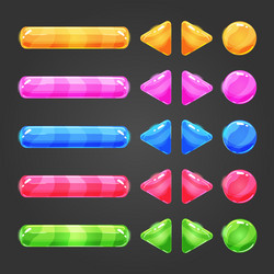 set of game interface button color vector image