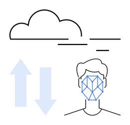 cloud-based facial recognition with data transfer vector image