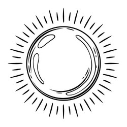 Hand drawn magic crystal ball with crescent moon Vector Image