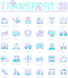 Set blue line icons means transport vector