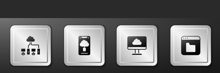 set computer network cloud technology data vector image