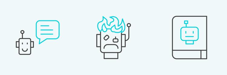 set line user manual bot and robot burned out icon vector image