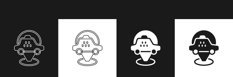 set map pointer with taxi car icon isolated vector image