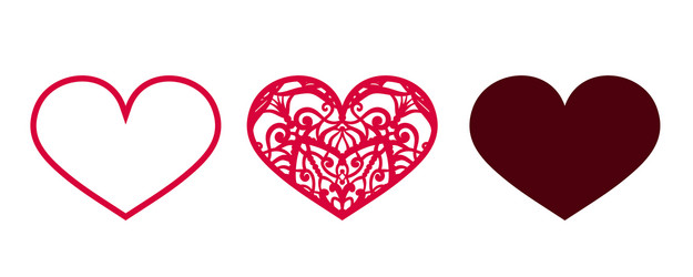 Valentine design elements hearts for laser vector