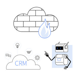 cloud security and crm integration with automated vector image