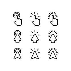 cursor arrows and computer mouses with clicking vector image