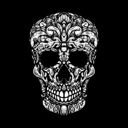 Floral Skull with Botanical Motifs Vector Image