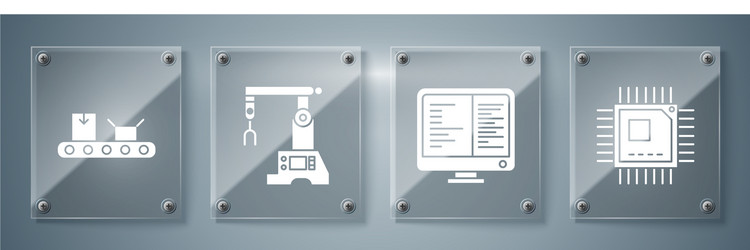 set processor with microcircuits cpu computer vector image
