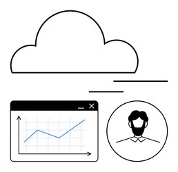 cloud computing with analytics dashboard and user vector image