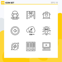 Set 9 outlines on grid for code left kitchen vector