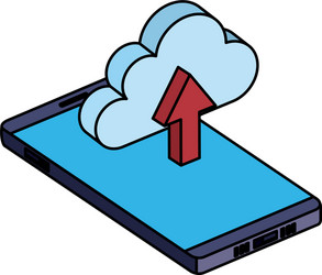smartphone with cloud computing and arrow upload vector image