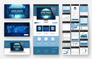 Website design template and interface elements vector