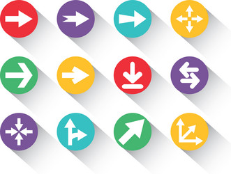 set round block color arrows icons with shadow vector