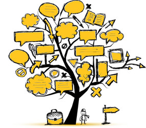 sketch of tree with arrows and frames for your vector image