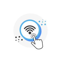 Wifi blue 3d circles button with hand pointer vector