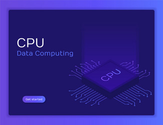 isometric flat cpu gpu processor chip vector image