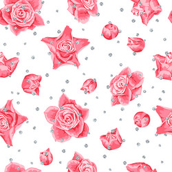 Romantic Rose Glitter Wedding Pattern Vector Image