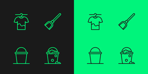set line bucket with foam and bubbles drying vector image