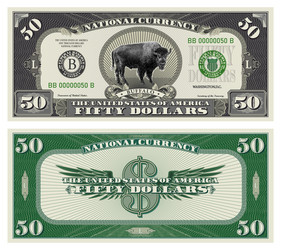 obverse and reverse 50 dollars banknote buffalo vector