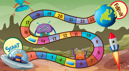 snake and ladders game template with space theme vector image