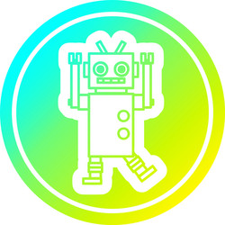 dancing robot circular in cold gradient spectrum vector image
