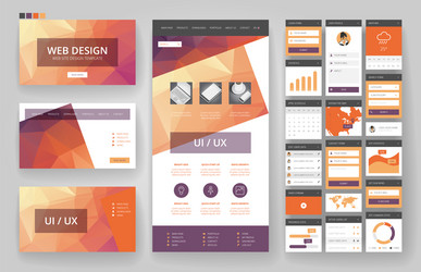 website design template and interface elements vector image