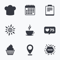 coffee cup icon chef hat symbol muffin cupcake vector