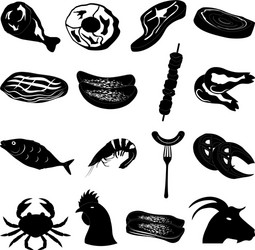 Meat foods icons set vector