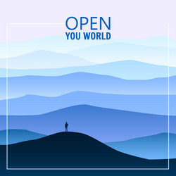 minimalistic mountain landscape silhouettes open vector