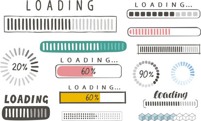 Progress Loading Bar Icons Set vector image