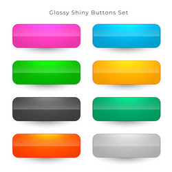 shiny web buttons in eight colors set vector image