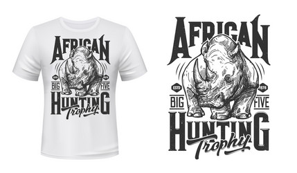 African Rhino Hunting T-Shirt Print Vector Image