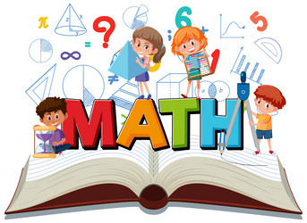 children learning math with tools on book isolated vector