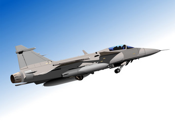 combat aircraft armed 3d hand drawn vector