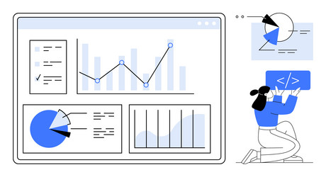 data analysis dashboard with graphs charts vector image