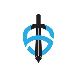 Letter s sword shield symbol logo Royalty Free Vector Image