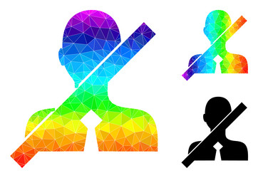 Polygonal no gentleman icon with rainbow vector