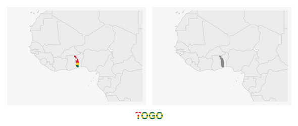 two versions map togo with flag vector image