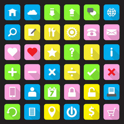 web icon set flat style on round rectangle vector image