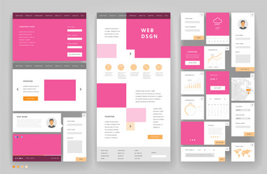 website template design with interface elements vector