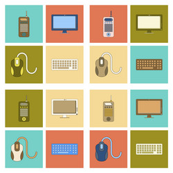 assembly flat icon computer keyboard mouse monitor vector image