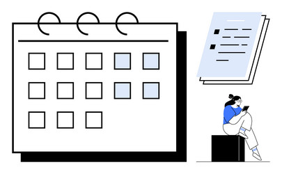 calendar with marked dates stack of documents vector image