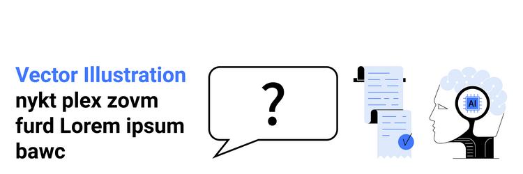 conceptual image of text analysis and artificial vector image