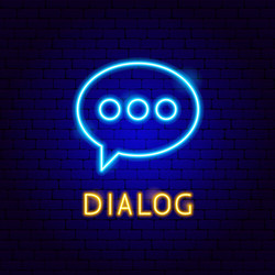 dialog neon label vector