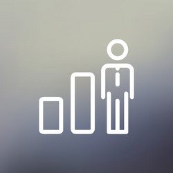 Businessman and graph thin line icon vector